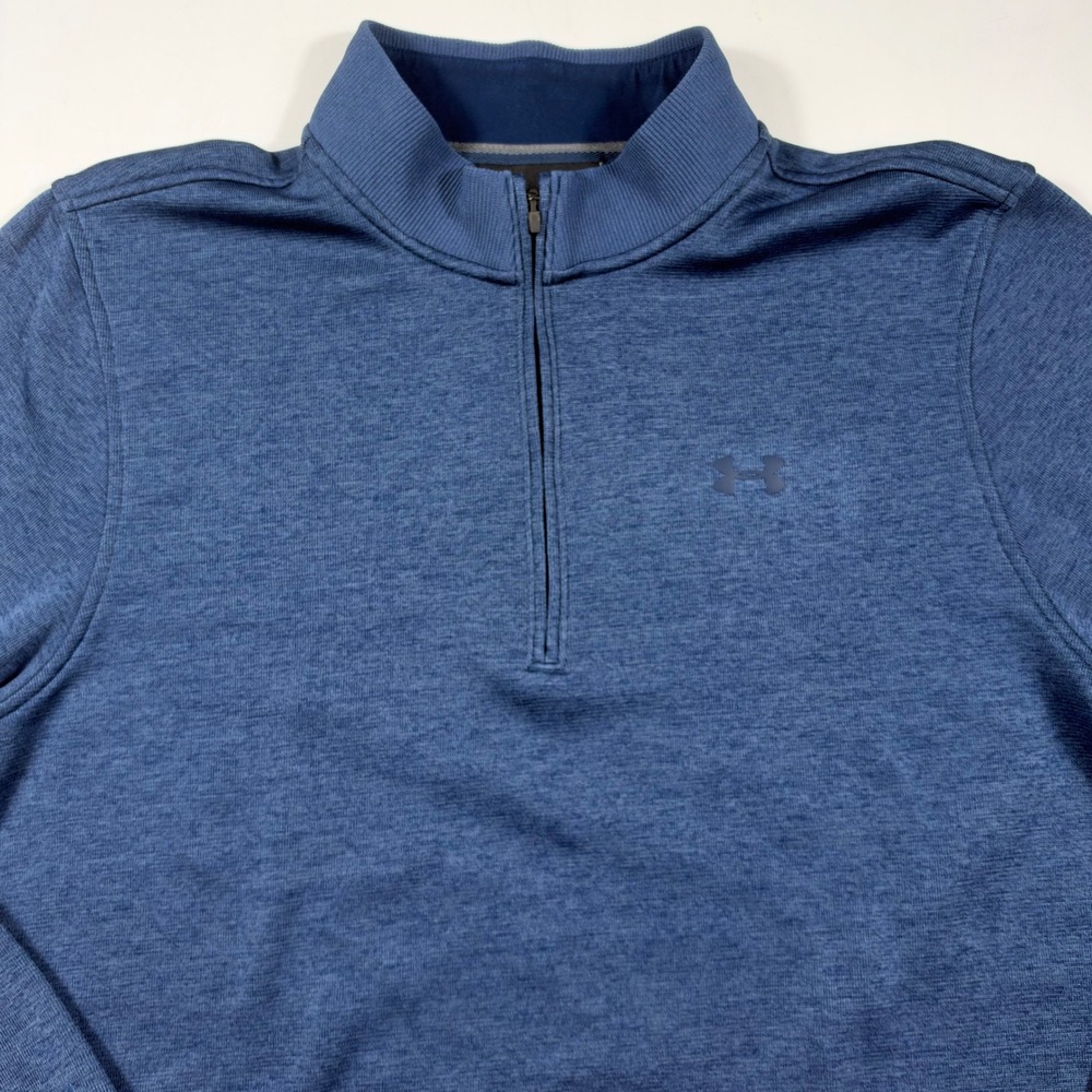 Under Armour Quarter Zip Pullover Mens XL ColdGear Storm Heather Blue